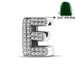 E Letter Charm Bead | 925 Silver | Brand New